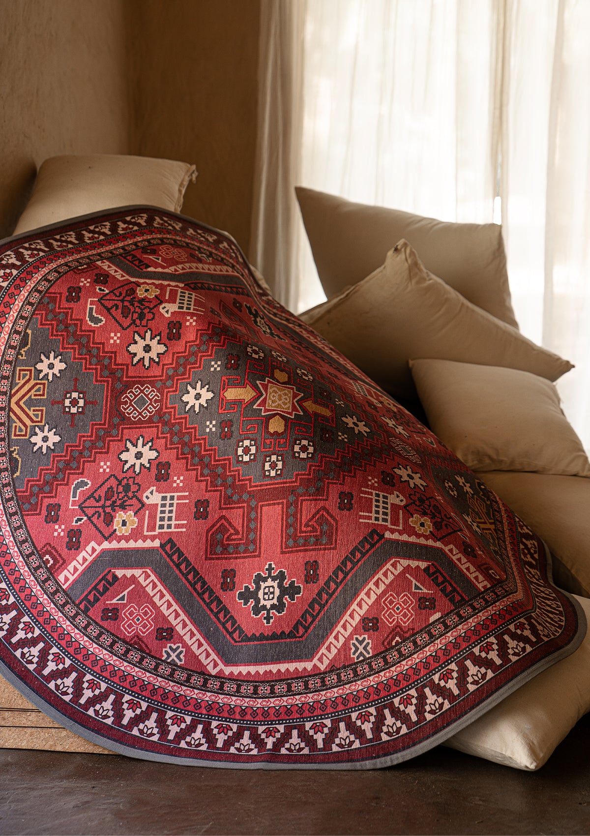 Aztec Angles Wine | Washable and sustainable Rug